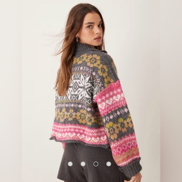 Free People NWT Snowdrift Cardigan Size XL Knit Colorful Drop Shoulder Pit 30 - Picture 6 of 13